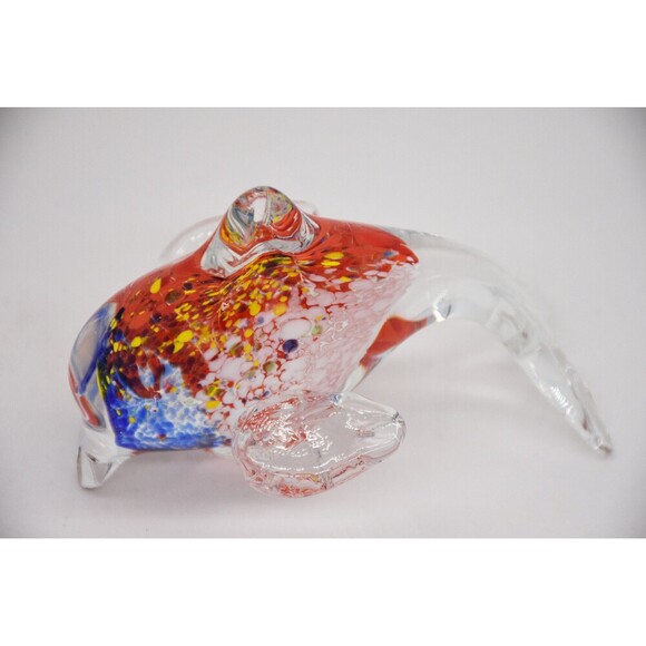 Colorful Orange, Blue, Yellow White and‎ clear Glass Dolphin - Picture 6 of 7